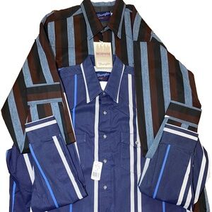 LOT Wrangler Brushpopper X Long Tails Shirt Water Repell Western Rodeo 17.5 36 T